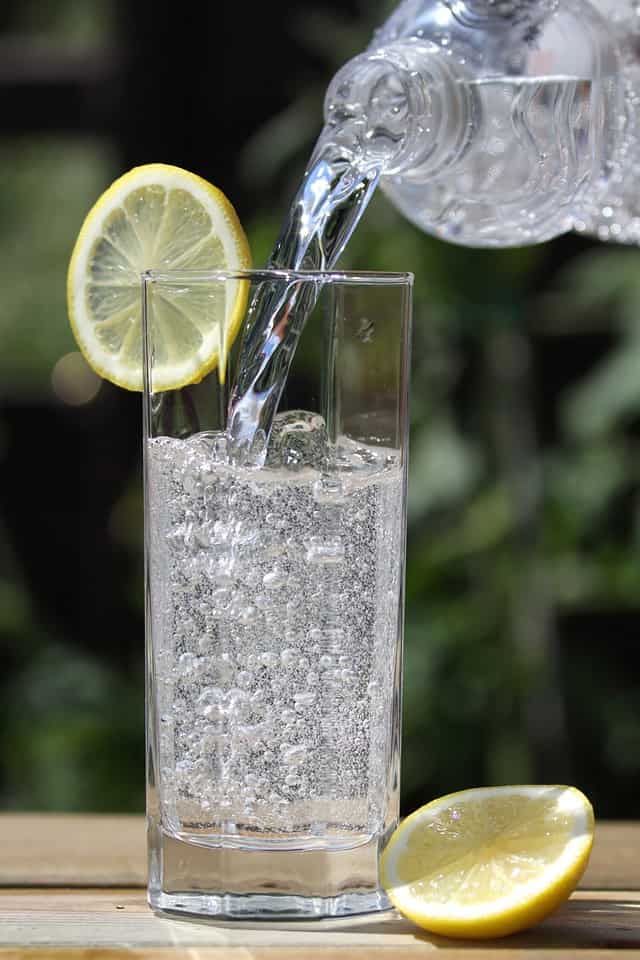 sparkling water pouring into glass