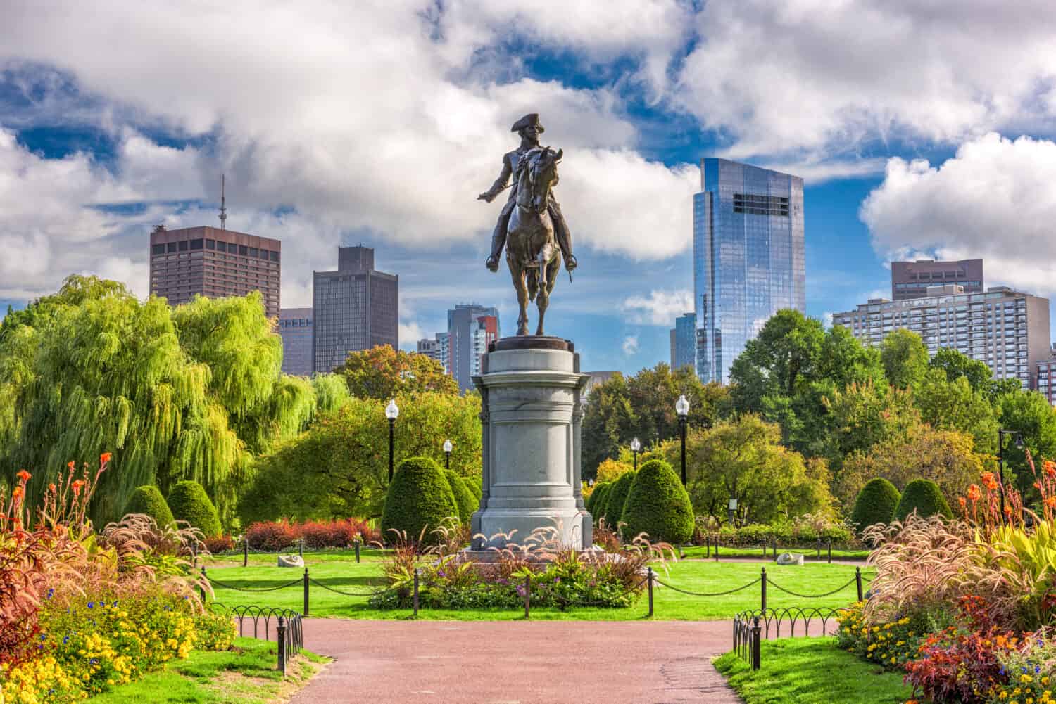 George Washington Monument at Public Garden in Boston, Massachusetts.