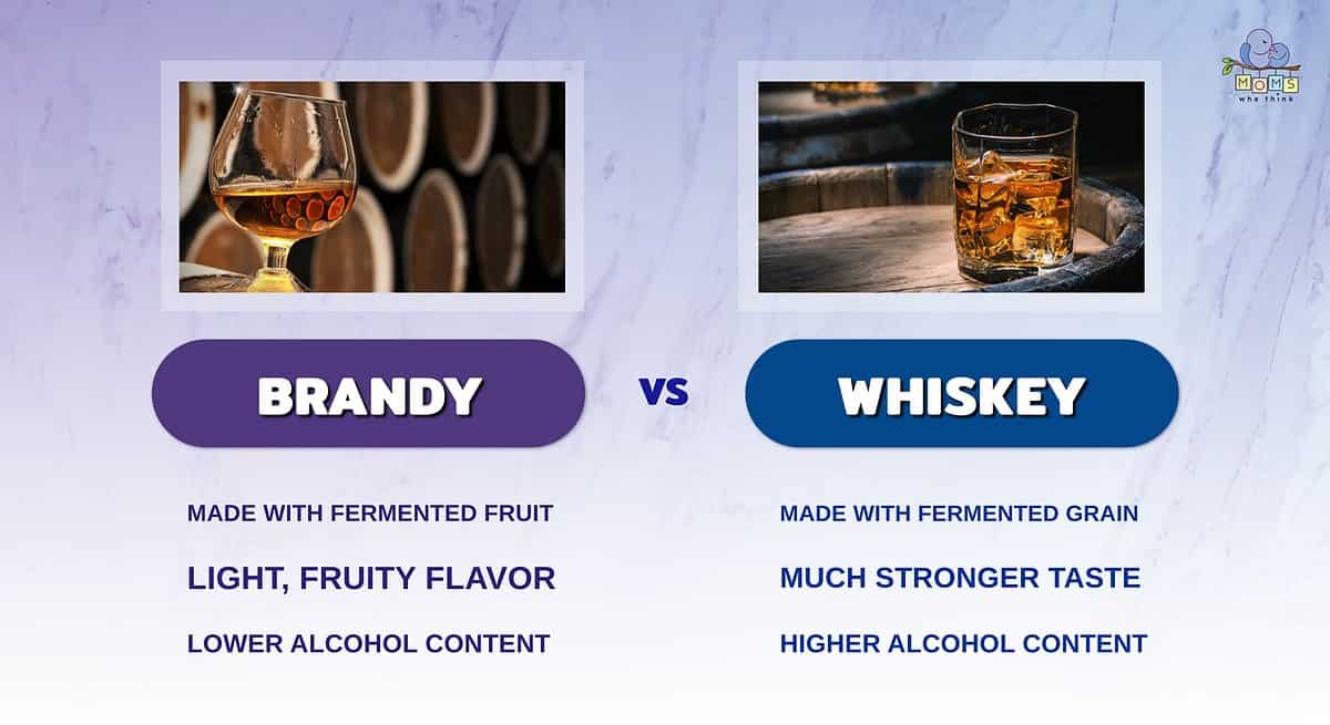 Infographic comparing brandy and whiskey.