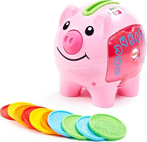 Fisher-Price Laugh & Learn Baby Learning Toy Smart Stages Piggy Bank with Songs Sounds and Phrases for Infant to Toddler Play (Amazon Exclusive)