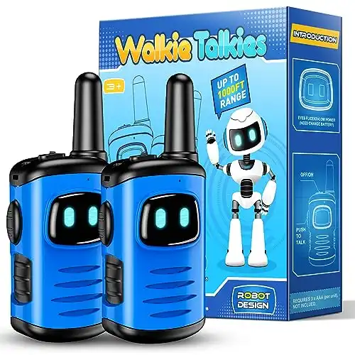 Walkie Talkies Toys for Kids 3-6: DASTION-99 Mini Robots Walkies Talkie Birthday Gifts for 3 4 5 6 Year Old Boys Toys for 3-5 Year Old Boy Outdoor Games for Kid Blue 2 Pack