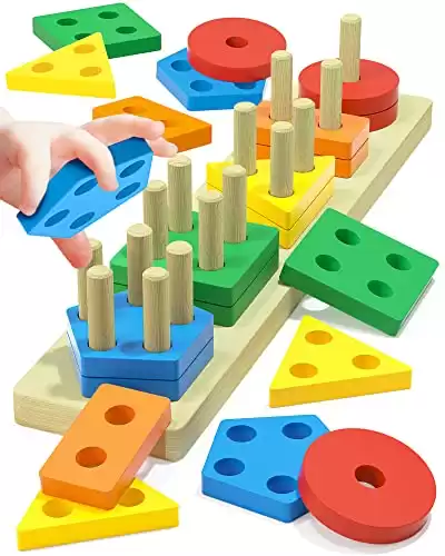 Montessori Toys, Wooden Sorting and Stacking Toys
