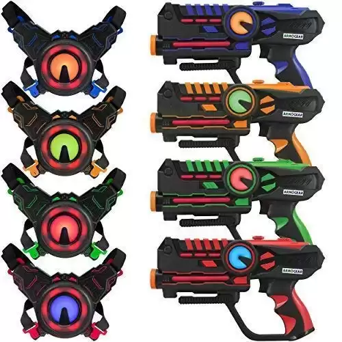 ArmoGear Laser Tag – Laser Tag Guns with Vests Set of 4 – Multi Player Lazer Tag Set