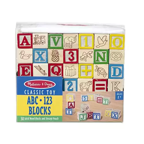 Melissa & Doug Deluxe ABC/123 1-Inch Blocks Set With Storage Pouch