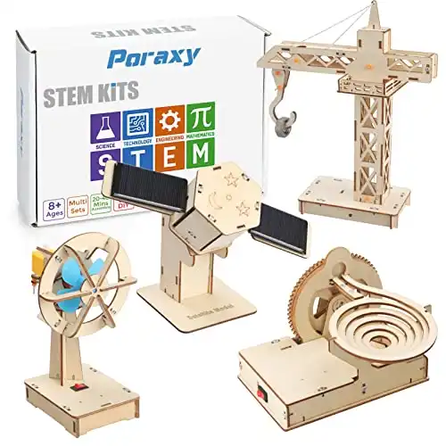 4 in 1 STEM Kits, STEM Projects for Kids Ages 8-12, Assembly 3D Wooden Puzzles, Building Toys, DIY Educational Science Craft Model Kit, Gift for Boys and Girls 8 9 10 11 12 Years Old, Marble Run