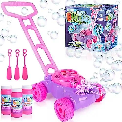 ArtCreativity Bubble Lawn Mower for Toddlers, Kids Bubble Blower Machine, Summer Outdoor Push Gardening Toys for Kids Age 1 2 3 4 5, Birthday Gifts Halloween Party Favors for Preschool Baby Girls