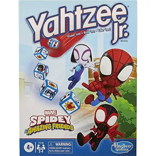 Hasbro Spidey and His Amazing Friends Yahtzee Jr.Marvel Edition Board Game for Kids Ages 4 and Up (Amazon Exclusive)