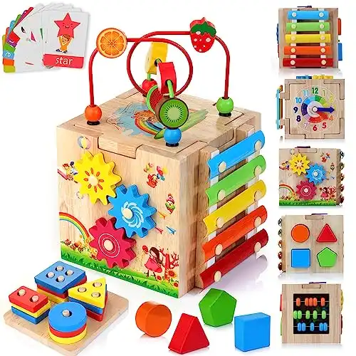 HELLOWOOD Wooden Activity Cube