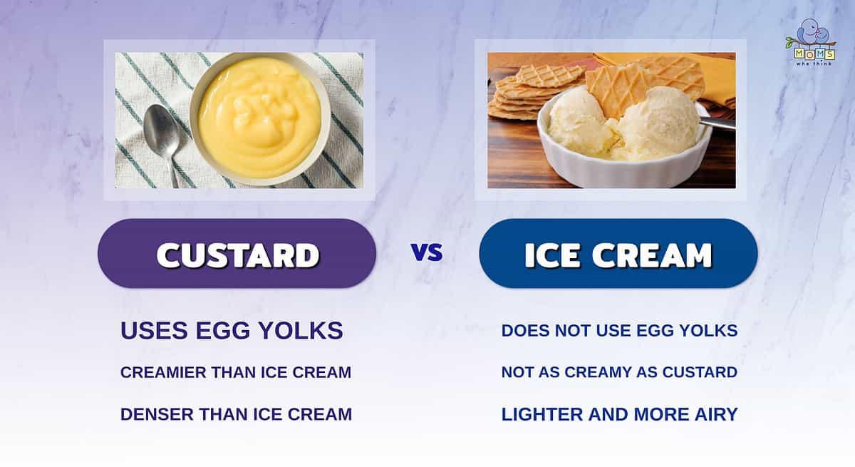 Infographic comparing custard and ice cream.