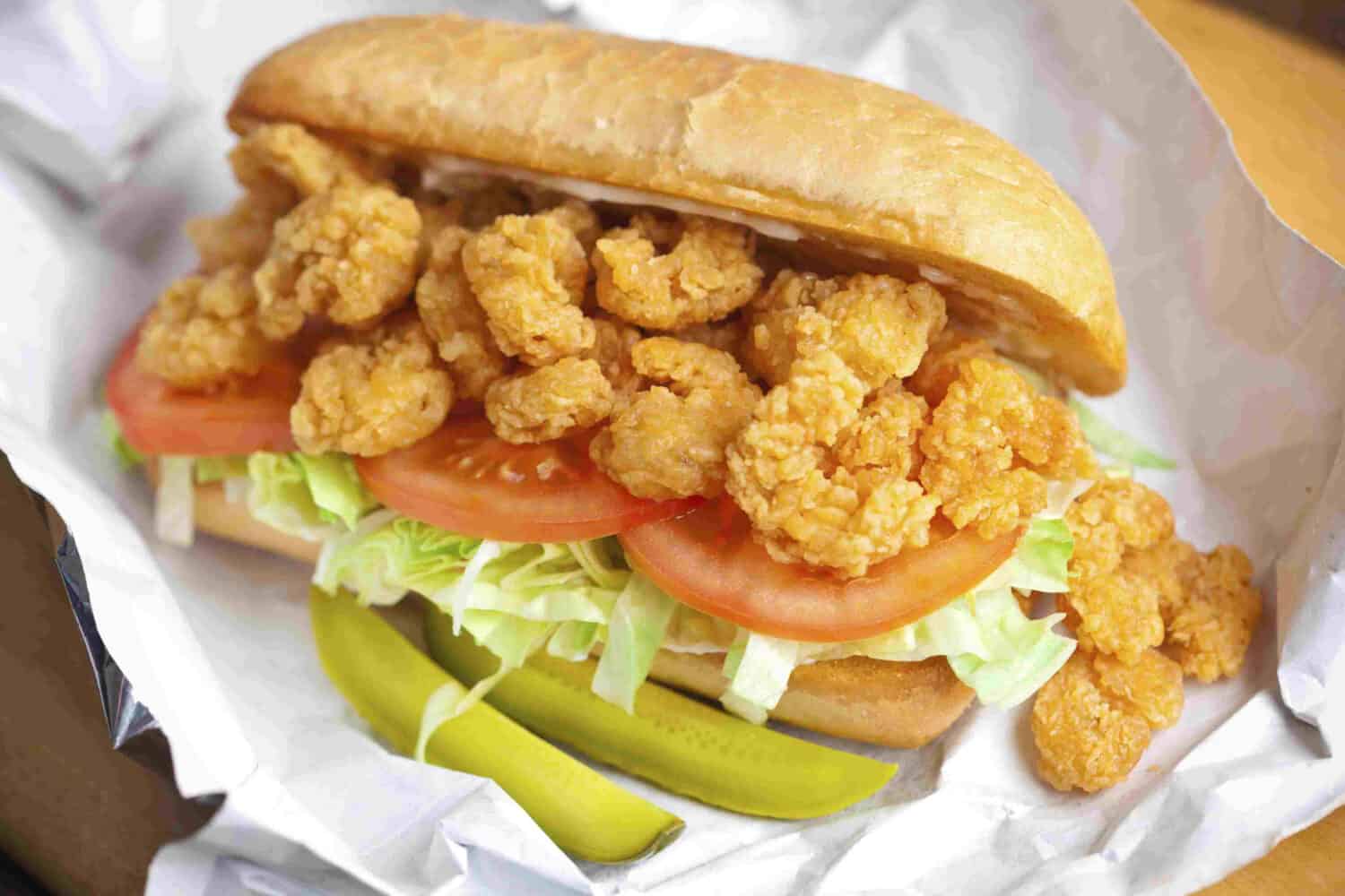 shrimp po boy sandwich