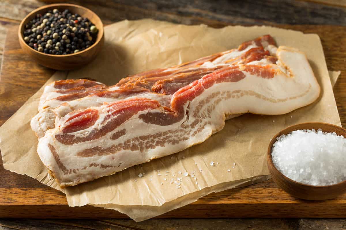 Raw Organic Uncured Salty Bacon Ready to Cook
