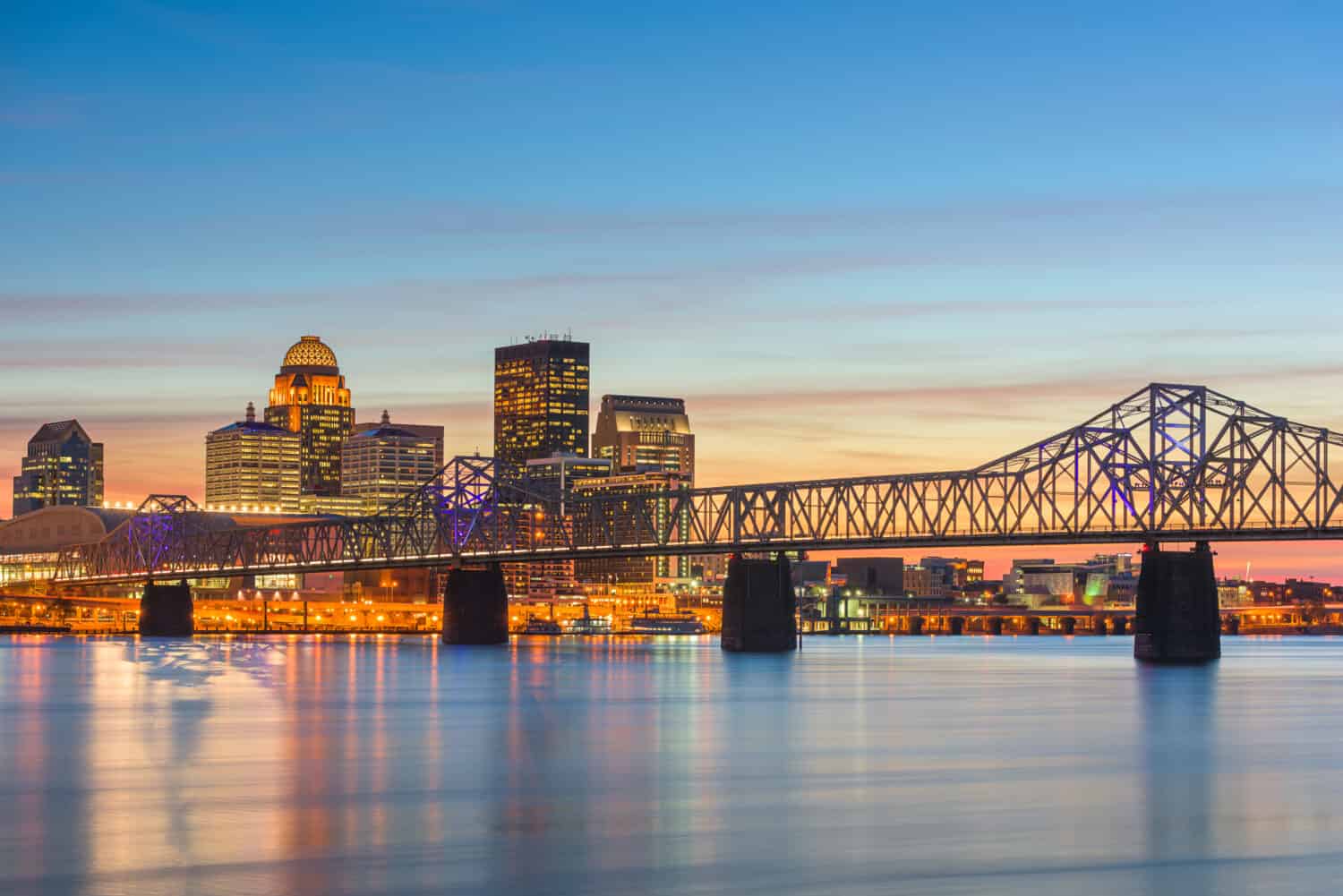 Louisville, Kentucky, USA skyline on the river.