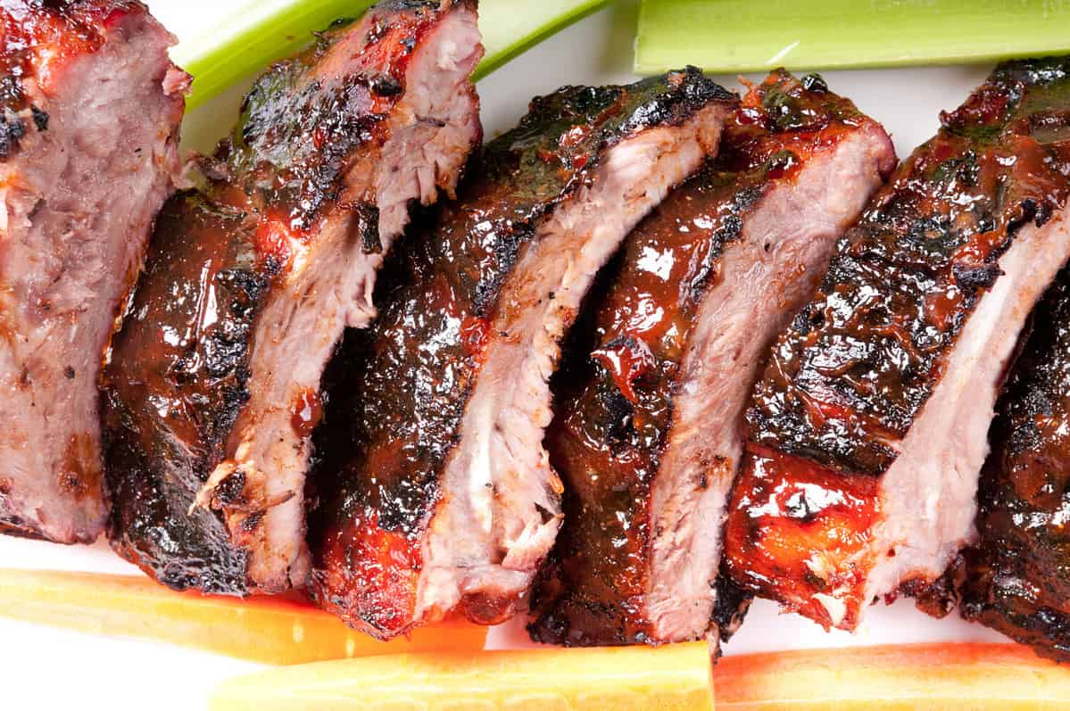 bbq pork ribs with a rich barbeque sauce