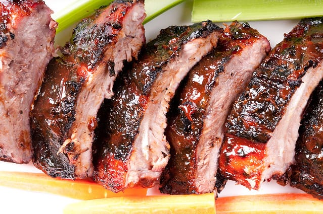 bbq pork ribs with a rich barbeque sauce