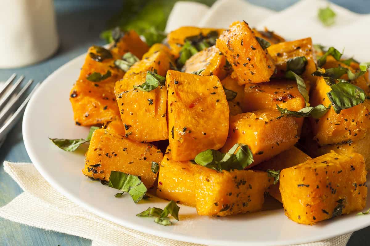 Organic Baked Butternut Squash with Herbs and Spices