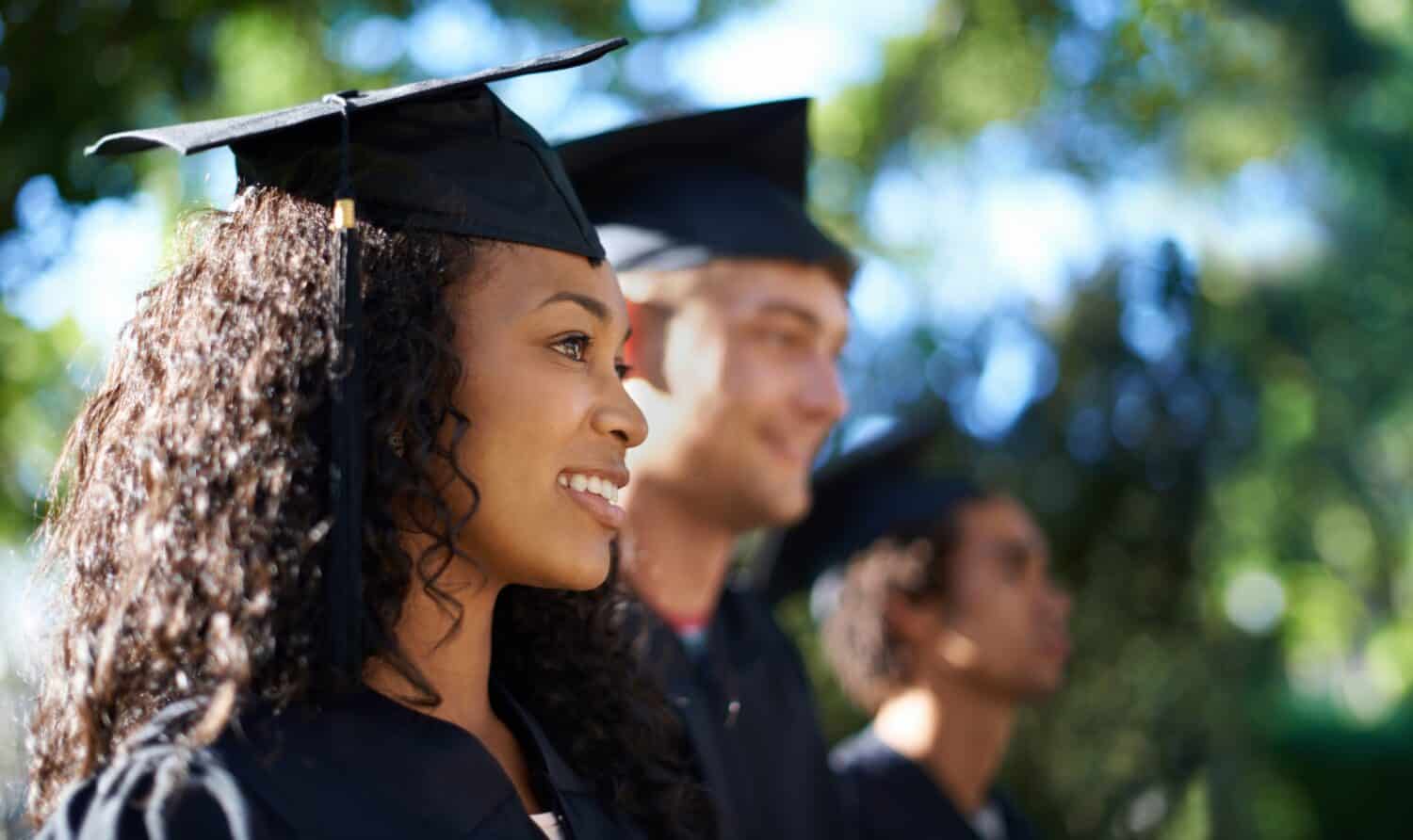 Were ready to take on the real world. Shot of a diverse group of students on graduation day.