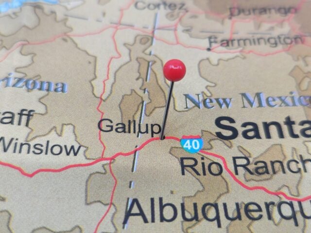 Map of Gallup, a city in McKinley County, New Mexico.