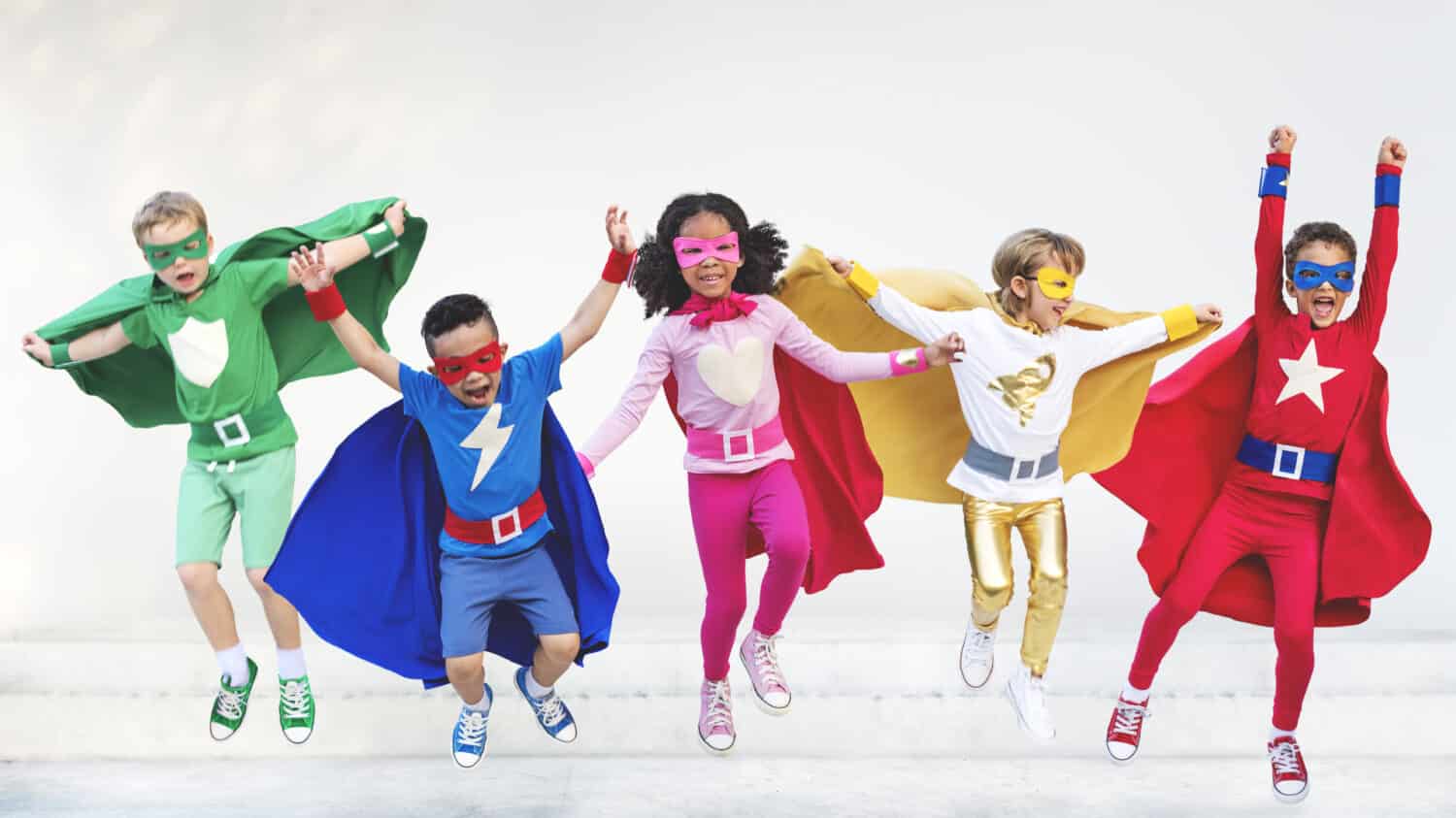 Superheroes Kids Friends Playing Togetherness Fun Concept