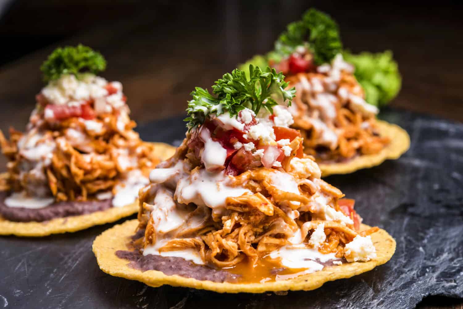 Tostadas Mexican style with chicken