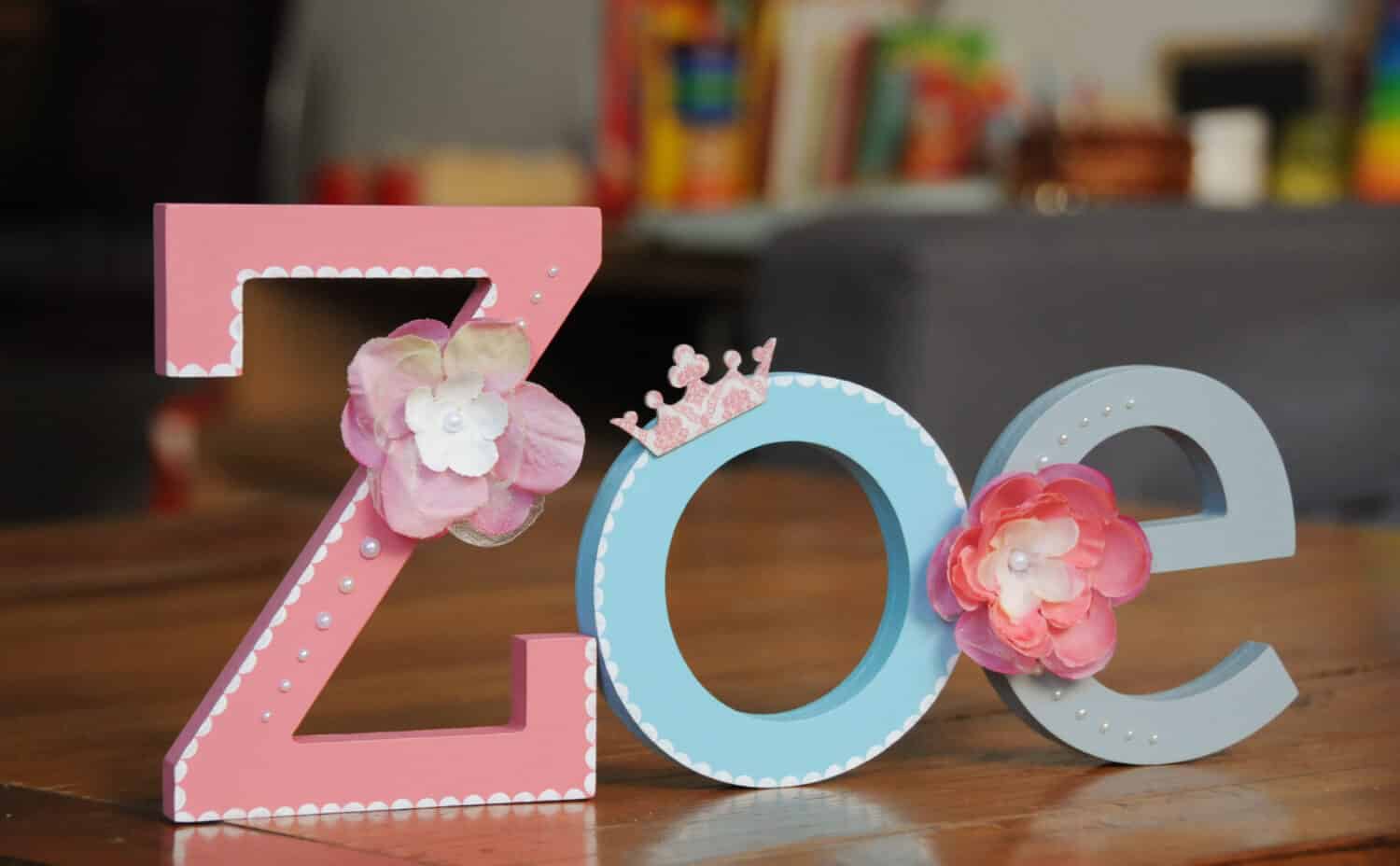 Handmade wooden letter name, Hand painted craft letters, Zoe nursery decor