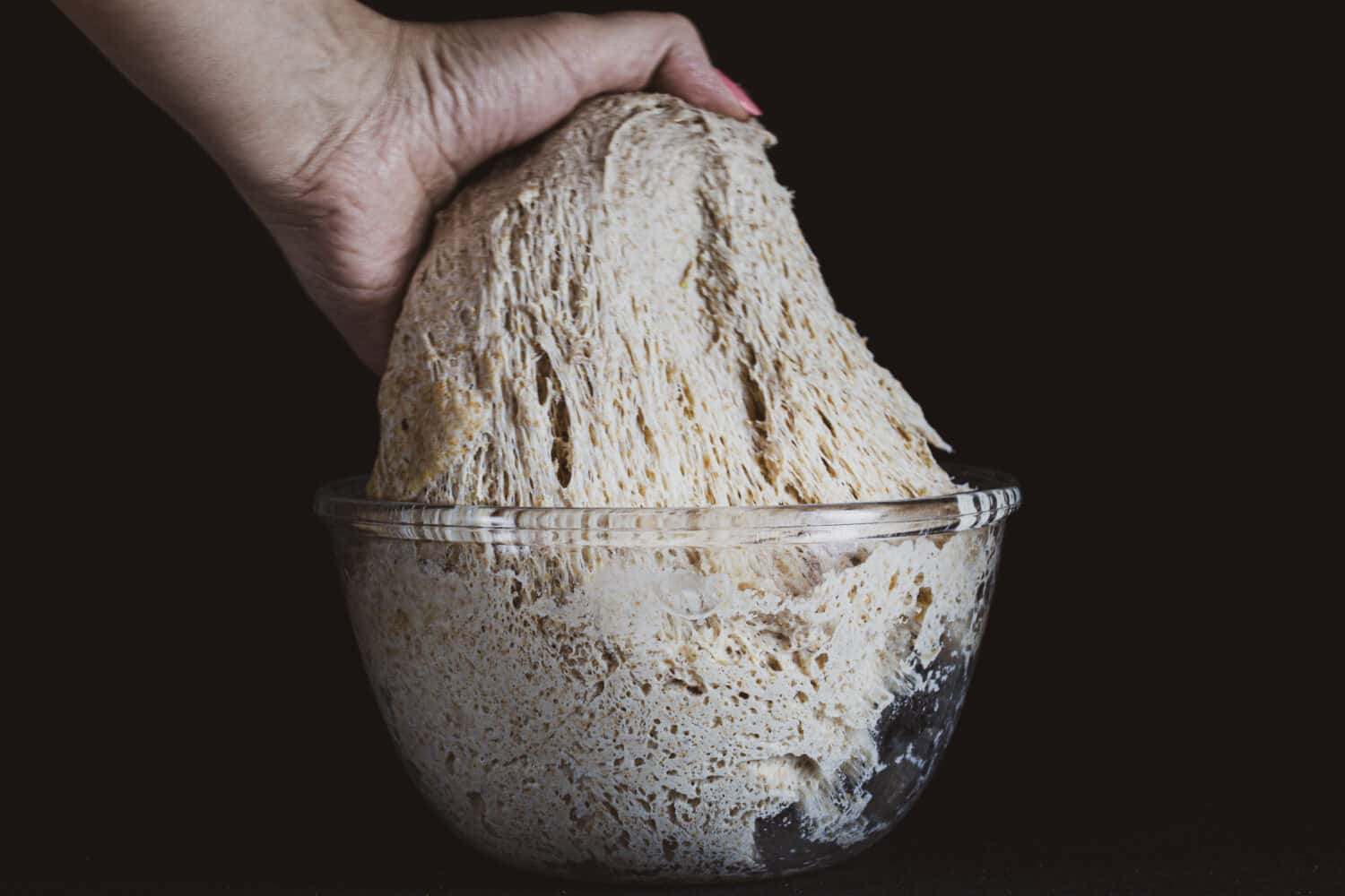 Bread sourdough. Batter. Fermentation process. Leaven.