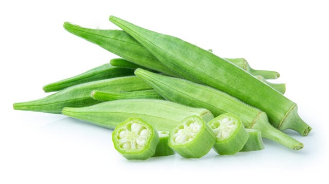 Green Okra isolated on white background