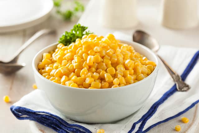 Organic Yellow Steamed Corn in a Bowl