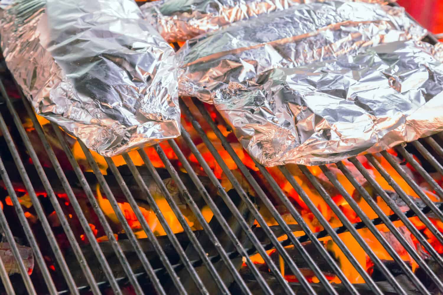 food in aluminum Foil, Barbecue Grill cooking background eat Restaurant