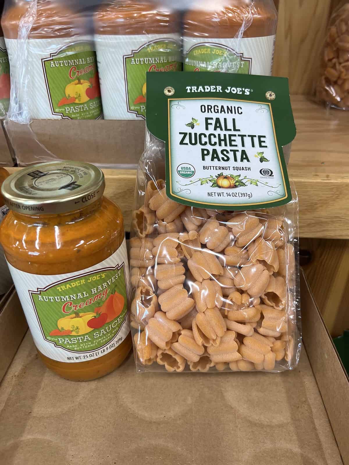 Trader Joe's Fall Zucchette Pasta and Autumnal Harvest Creamy Pasta Sauce