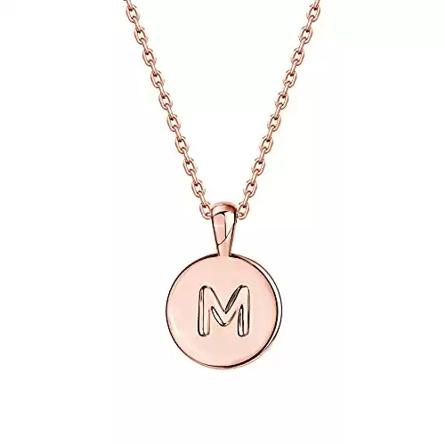 PAVOI 14K Rose Gold Plated Letter Necklace for Women | Gold Initial Necklace for Girls | Letter M