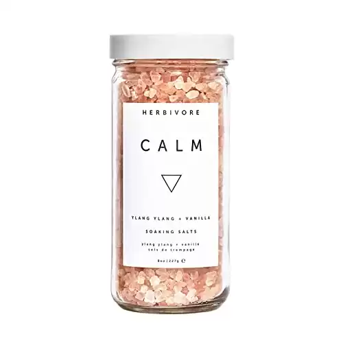 HERBIVORE Calm Soaking Bath Salts – Natural Himalayan Pink Salt, Moisturizing + Relaxing, Ylang Ylang & Vanilla, Plant-Based, Vegan, Cruelty-Free, 8 oz