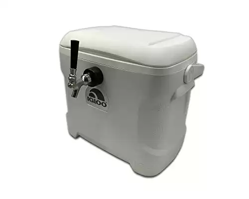 Coldbreak - CBJB30QT1T Jockey Box, 1 Tap, Stainless Pass Through, 30 Quart Cooler, 50' Coil, Stainless Steel Shanks, Includes Stainless Faucet, White (1T30MPT)