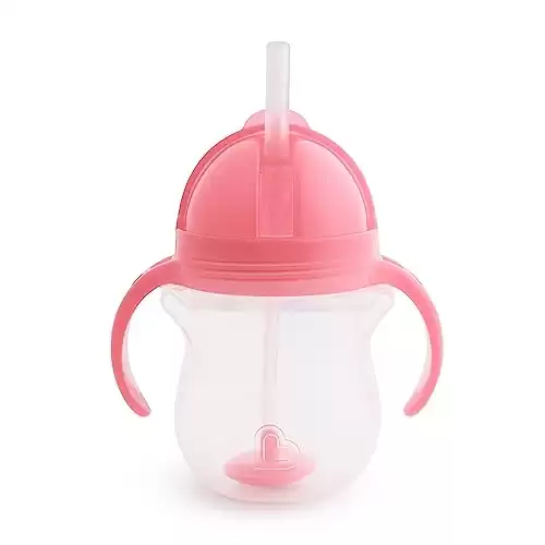 Munchkin® Any Angle™ Weighted Straw Trainer Cup with Click Lock™ Lid, 7 Ounce, Pink