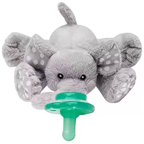 Nookums Paci-Plushies Buddies Adapts to Name Brand Pacifiers, Suitable for All Ages, Plush Toy Includes Detachable Pacifier (Ella The Elephant)
