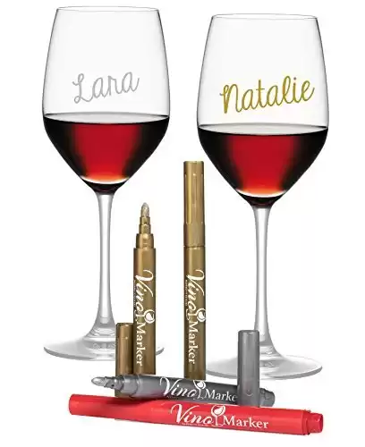 Vino Marker Wine Glass Pens Washable Drink Markers - Perfect For Holiday Parties, Home Bar Accessories, Bachelorette Party Favors, Wine Tasting Decorations or Any Event (Multicolor 4 Pack)