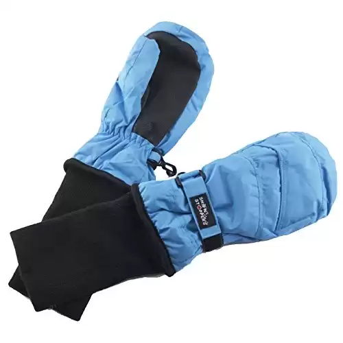 SnowStoppers Kid's Waterproof Stay On Winter Nylon Mittens Medium / 2-5 Years Sky Blue