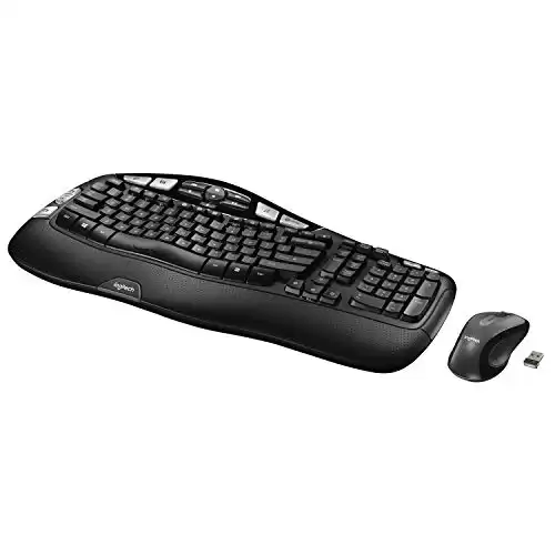 Logitech MK550 Wireless Wave Keyboard and Mouse Combo - Includes Mouse, Long Battery Life, Ergonomic Design, Black