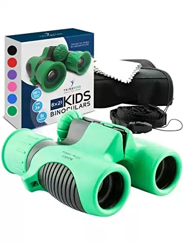 THINKPEAK Binoculars for Kids, 8 x 21 Kids Binoculars for Kids 8-12, Birthday Presents Back to School Gifts for Kids, Kids Binoculars for 3-12 Years Boys and Girls, Green