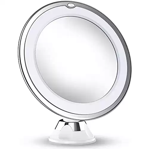 Vimdiff 10X Magnifying Makeup Mirror with Lights, Portable Hand Cosmetic Magnification Lighted Makeup Mirror for Home Tabletop Bathroom Shower and Travel