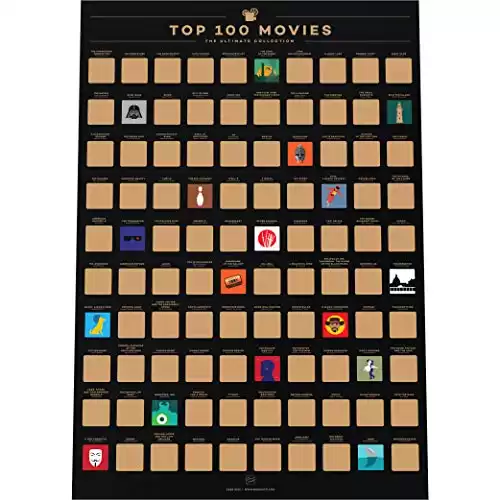 Enno Vatti Top 100 Movies Scratch Off Poster - Bucket List of Best Films - 100 Movie Scratch Off Poster (16.5" x 23.4") - Including Top 100 Movie Posters - Perfect Christmas Gift for Movie L...