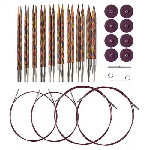 Knit Picks Options Wood Interchangeable Knitting Needle Set - US 4-11 (Rainbow)