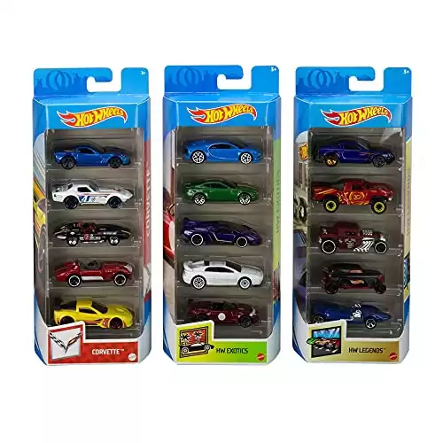 ​Hot Wheels Variety Fun 5 Pack Bundle of 15 1:64 Scale Vehicles with 3 Themes - Corvette, Exotics, & Legends - for Collectors & Kids 3 Years Old & Up [Amazon Exclusive]