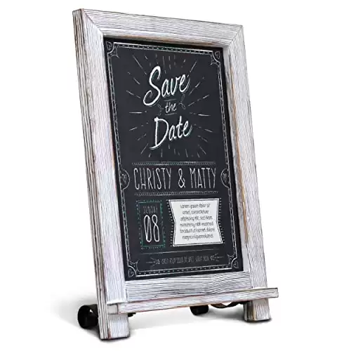 Rustic Whitewash Tabletop Chalkboard Sign/Hanging Magnetic Wall Chalkboard/Small Countertop Chalkboard Easel/Kitchen Countertop Memo Board / 9.5” x 14” Weddings, Birthdays, Baby Announcements