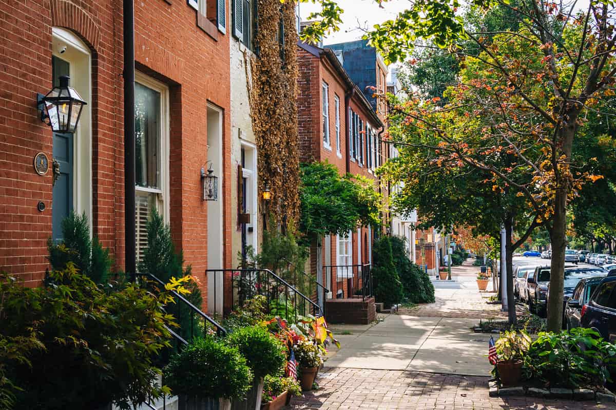 Row houses in Federal Hill Baltimore, Maryland