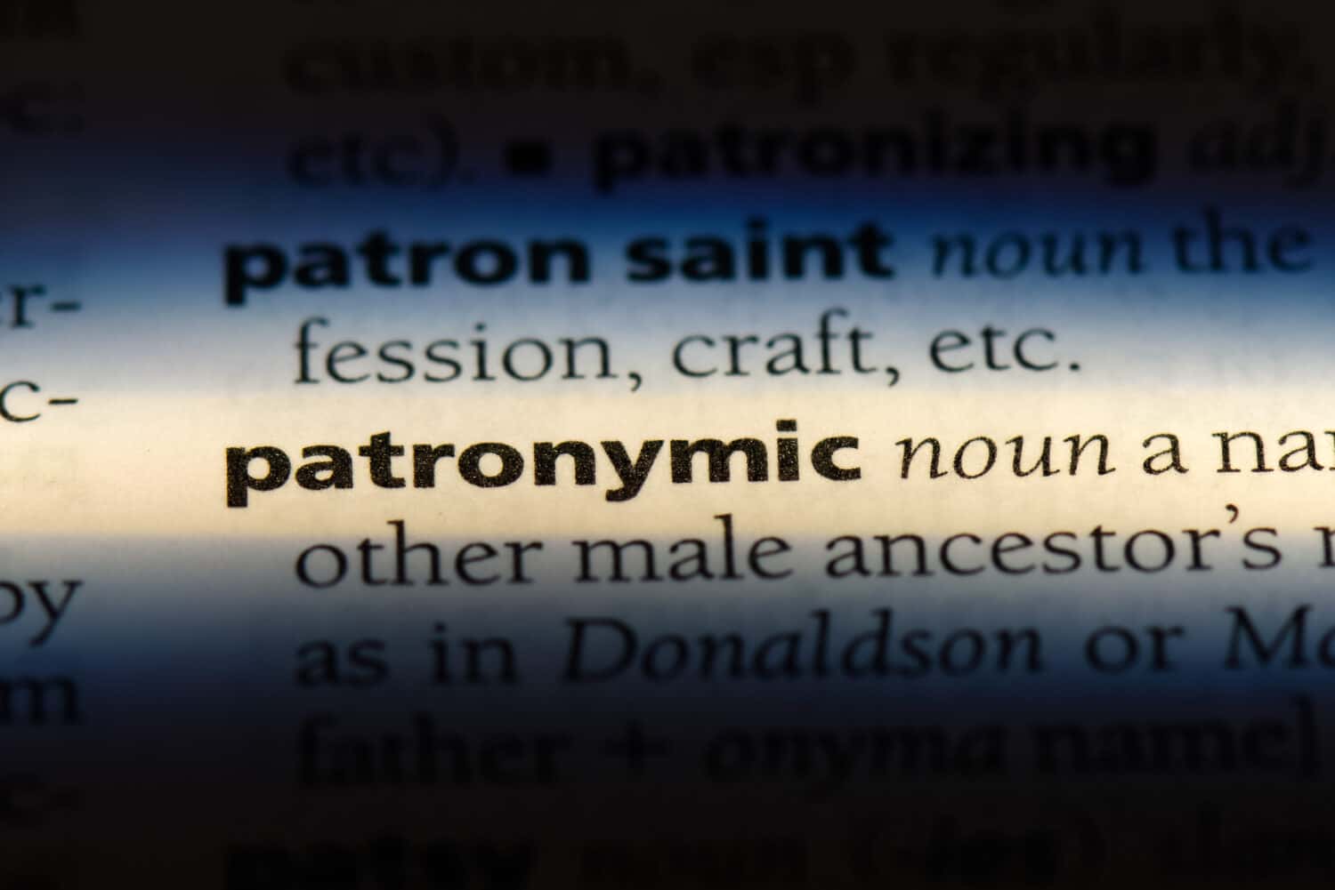 patronymic word in a dictionary. patronymic concept.