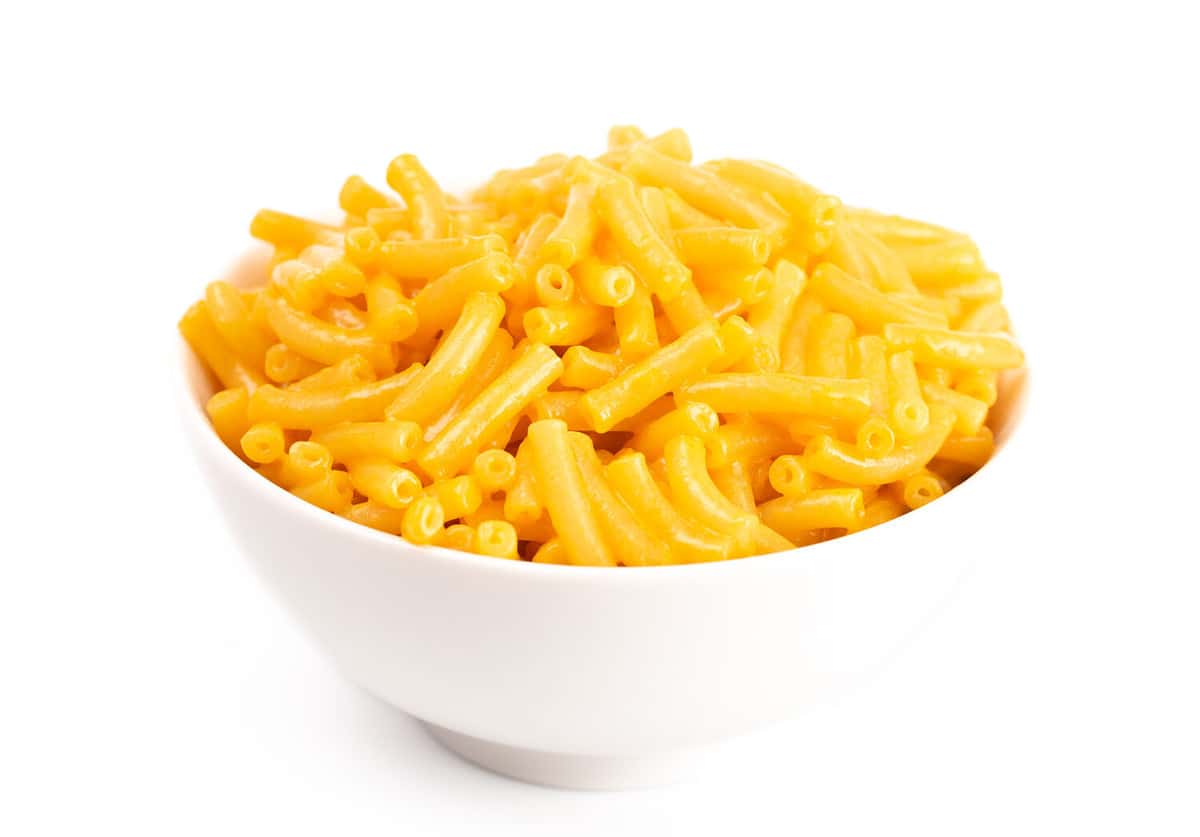 Classic Boxed Mac and Cheese in a White Bowl