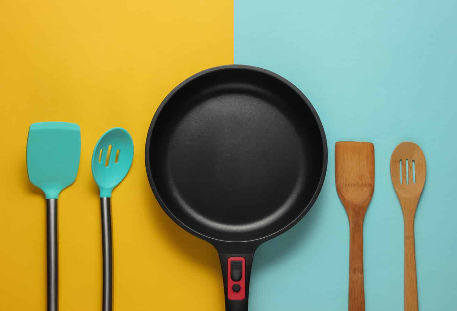 Black Teflon Skillet With Nonstick Coated Surface Isolated Stock