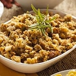 Homemade Thanksgiving Stuffing Made with Bread and Herbs