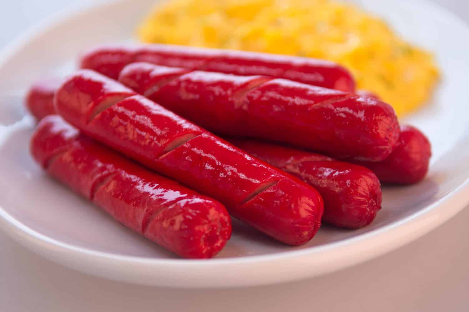 Red Hotdogs Plate American Meal