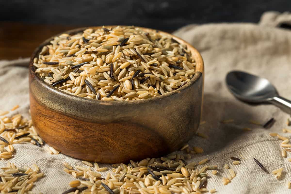 Raw Dry Organic Wild Rice in a Bowl